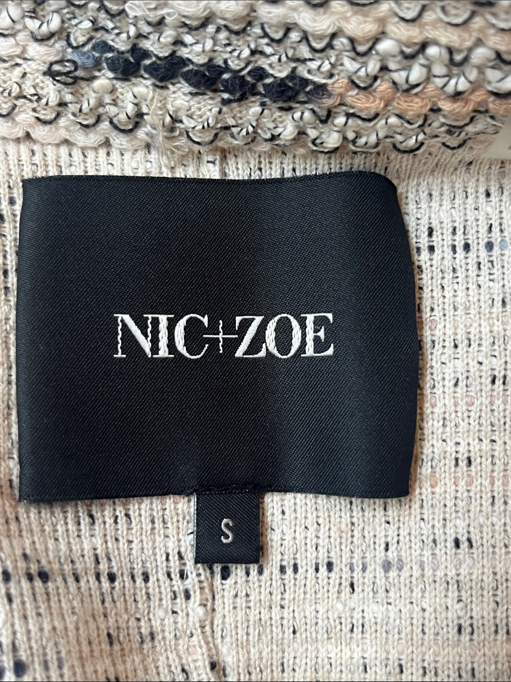 NIC+ZOE Speckled Soft Knit Moto Jacket  in Beige and Black Tweed Small Unlined - Picture 3 of 12